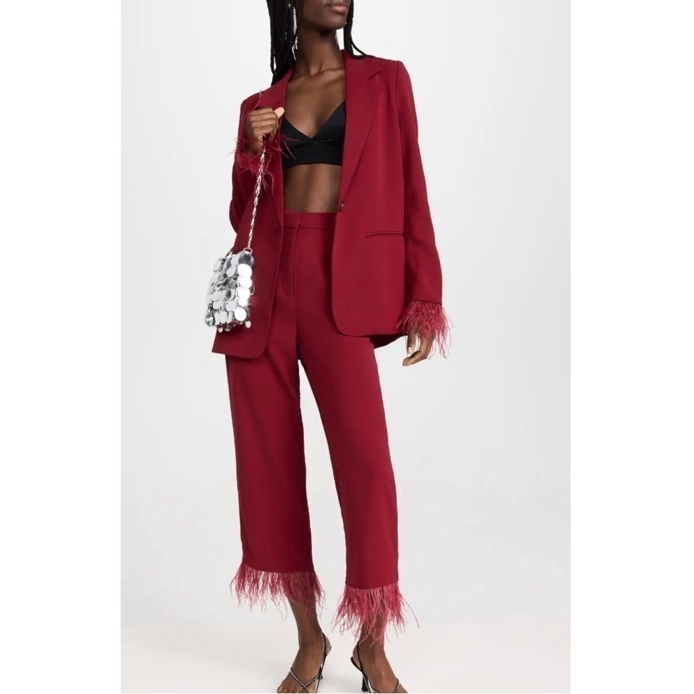 NWT WAYF Feather Trim Blazer & pants